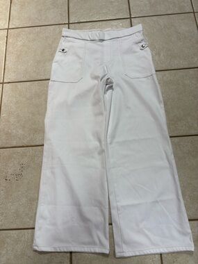 Christian Siriano White High-Waist Trousers with Contrast Stitching